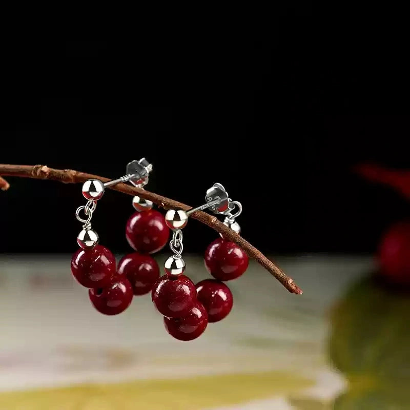 Cinnabar earrings--bless yourself and your friends with health and longevity