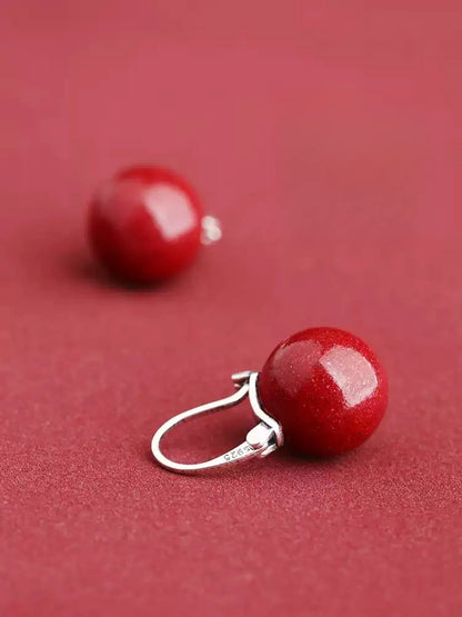Cinnabar earrings--Buddhist mascot