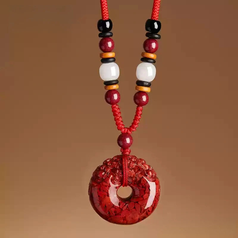 Cinnabar necklace--Buddhist mascot