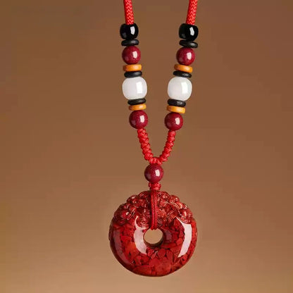 Cinnabar necklace--Buddhist mascot