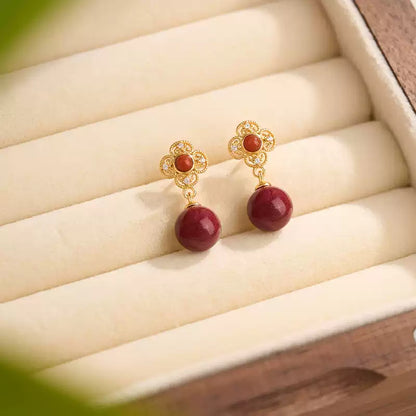 Cinnabar earrings--increase luck