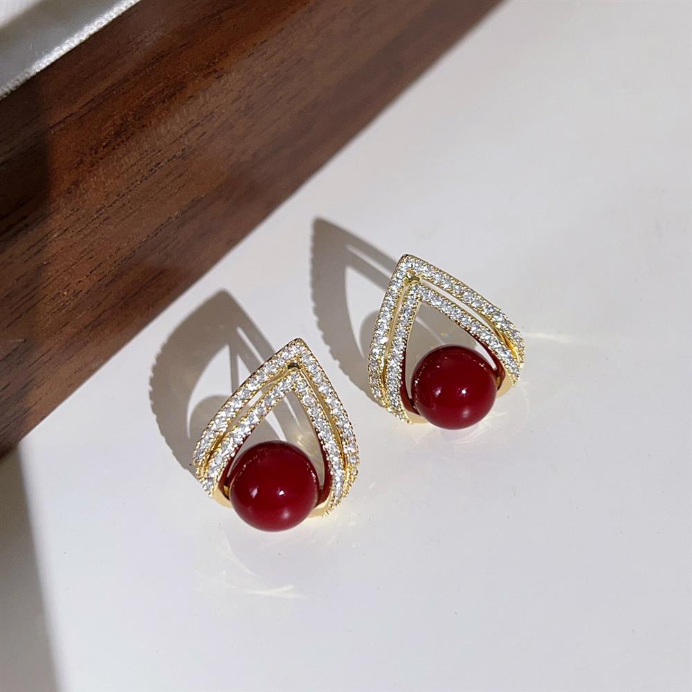 Cinnabar earrings--Birth Month Blessing