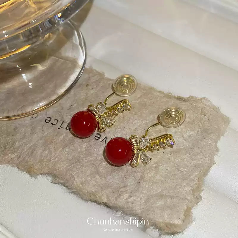 Cinnabar earrings--Birth Month Blessing