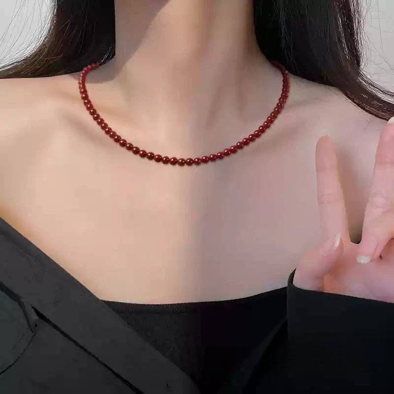 Cinnabar necklace--Buddhist mascot
