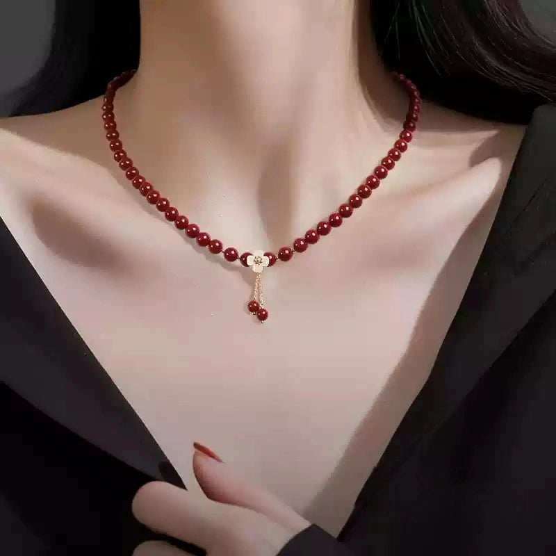 Cinnabar necklace--Buddhist mascot