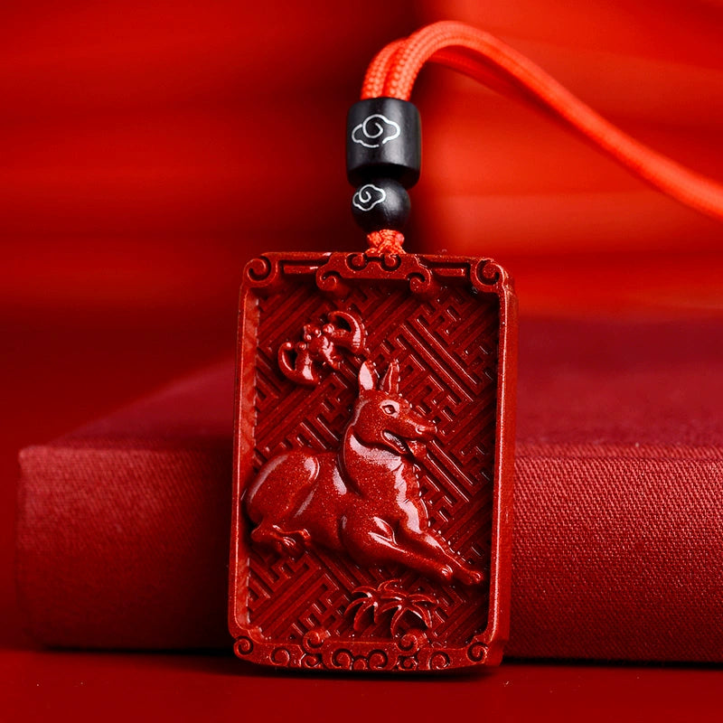 Limited cinnabar zodiac pendant