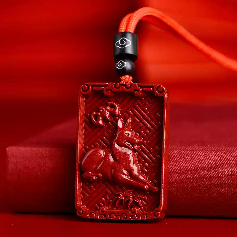 Limited cinnabar zodiac pendant