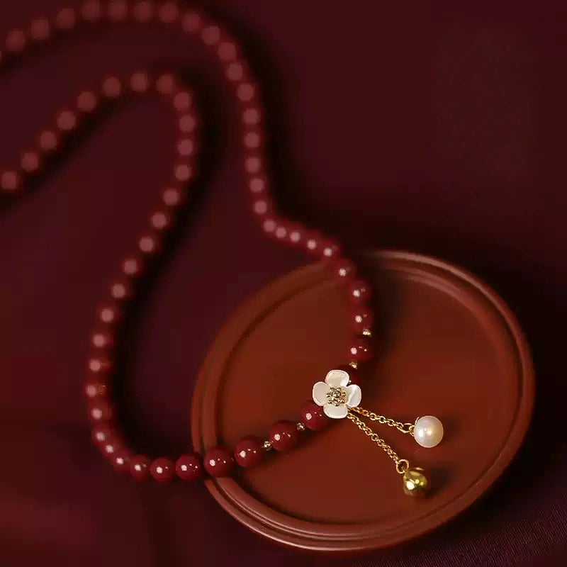 Cinnabar necklace--Buddhist mascot
