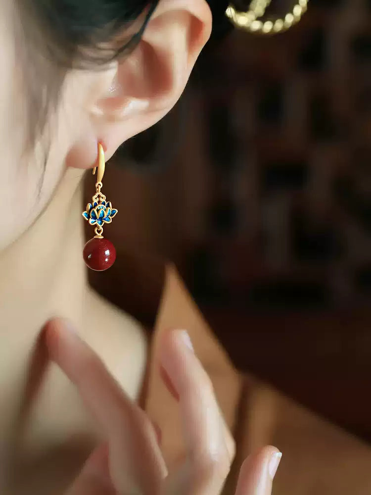 Cinnabar earrings--Get Love
