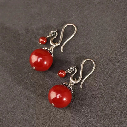 Cinnabar earrings--Buddhist mascot