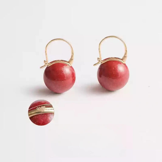 Cinnabar earrings--Buddhist mascot