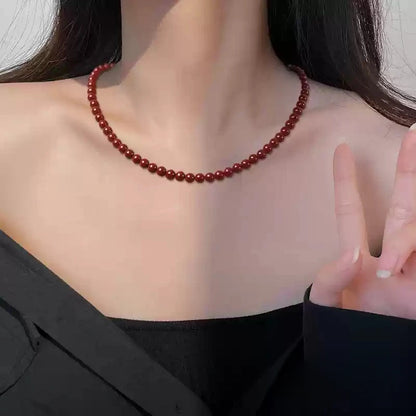 Cinnabar necklace--Buddhist mascot