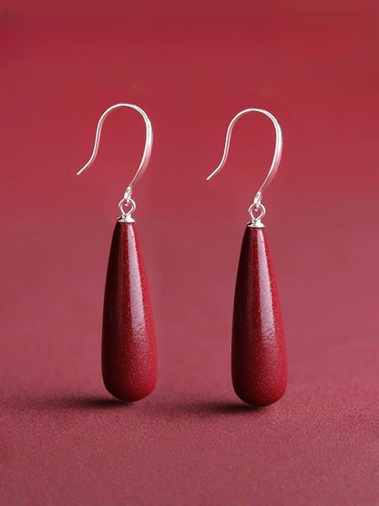 Cinnabar earrings--Buddhist mascot