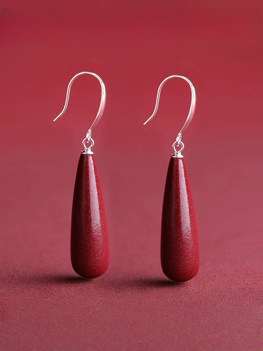 Cinnabar earrings--Buddhist mascot