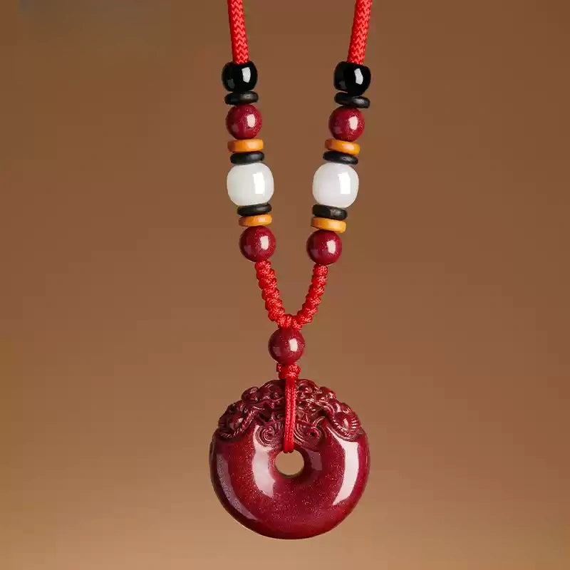 Cinnabar necklace--Buddhist mascot