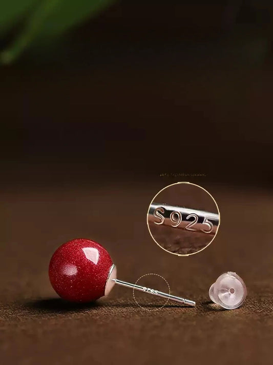 Cinnabar earrings--increase luck
