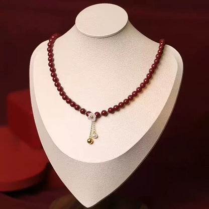 Cinnabar necklace--Buddhist mascot