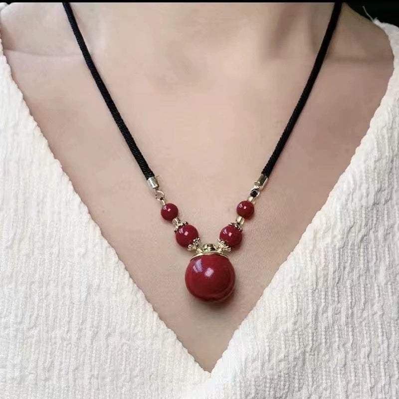 Cinnabar necklace--Buddhist mascot