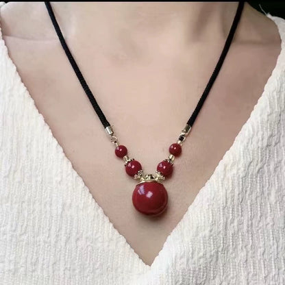 Cinnabar necklace--Buddhist mascot