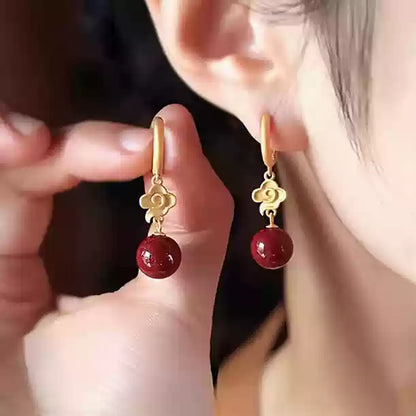 Cinnabar earrings--wishing elders longevity