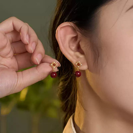 Cinnabar earrings--increase luck