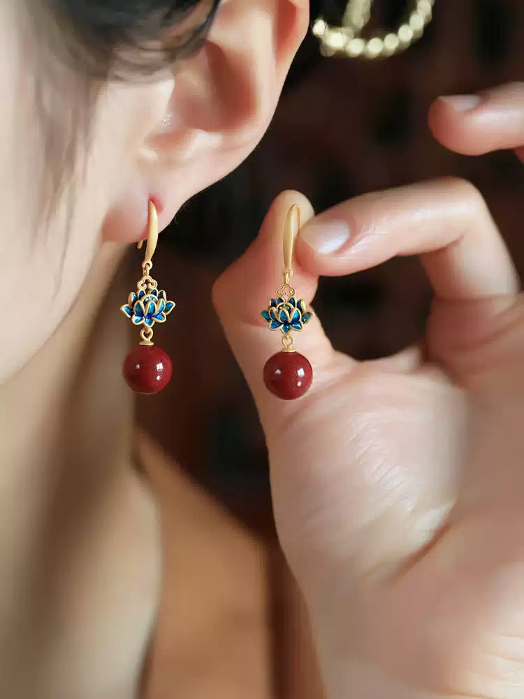 Cinnabar earrings--Get Love