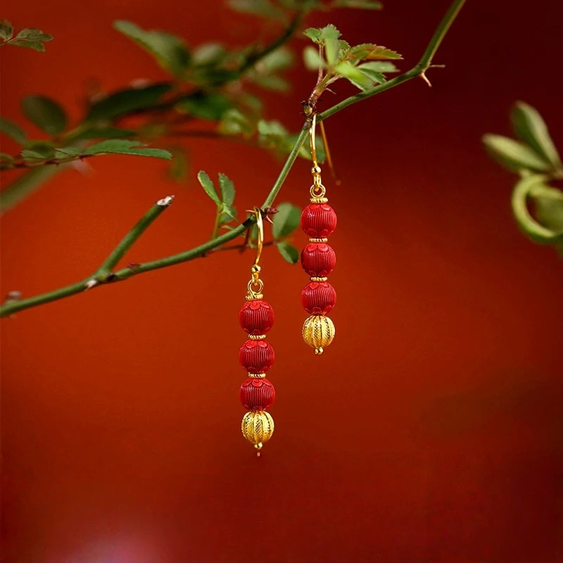 Cinnabar earrings--Birth Month Blessing