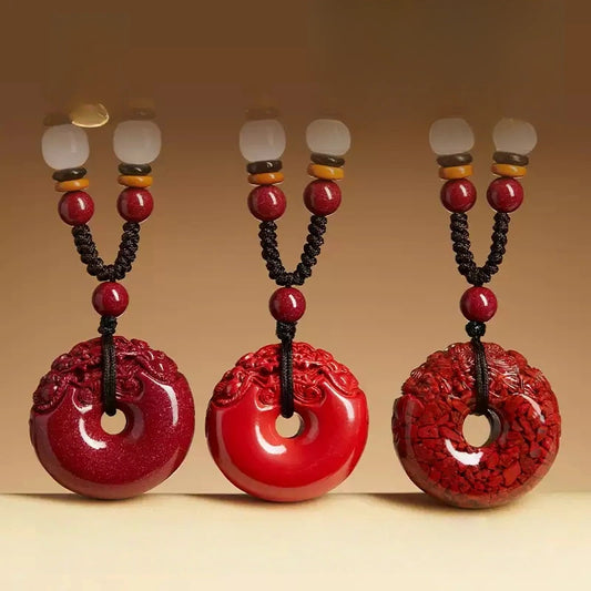 Cinnabar necklace--Buddhist mascot