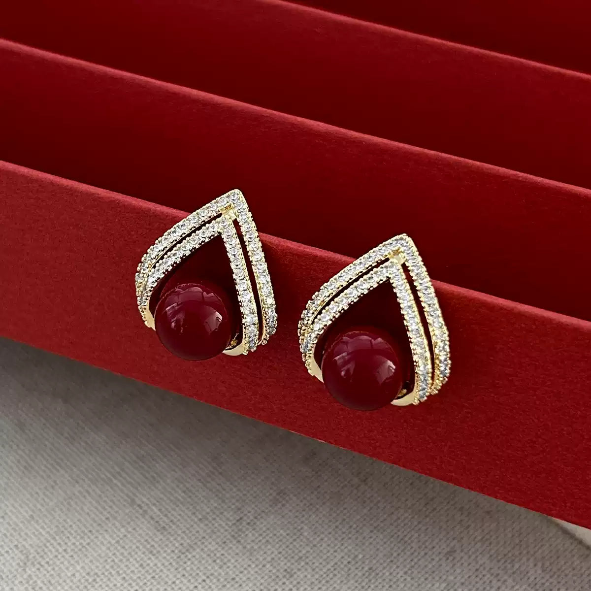 Cinnabar earrings--Birth Month Blessing
