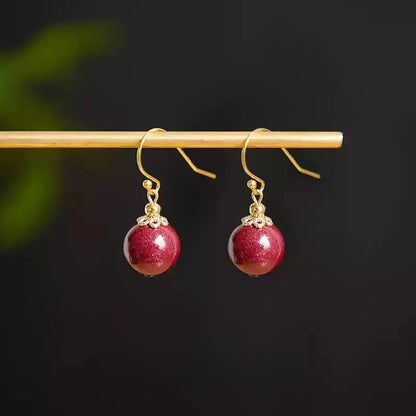 Cinnabar earrings--wishing elders longevity