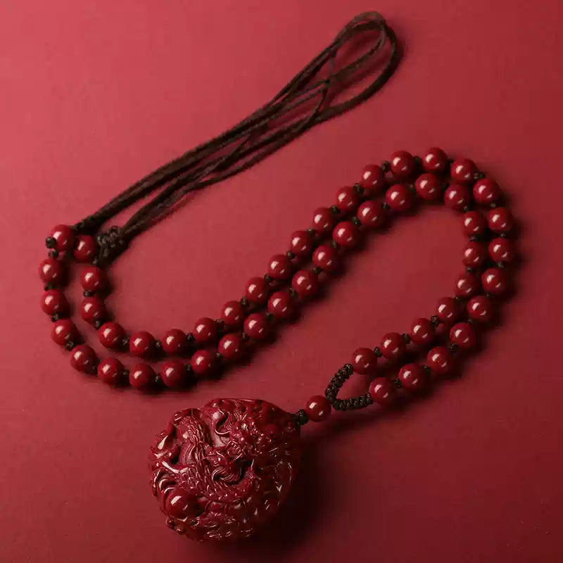 Limited cinnabar faucet necklace