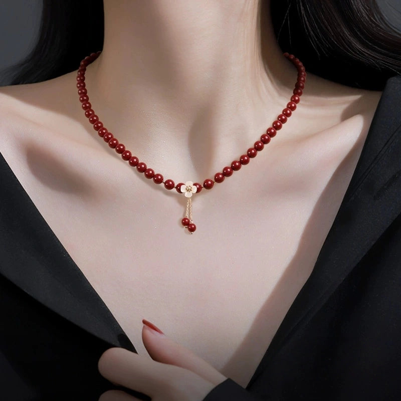 Cinnabar necklace--Buddhist mascot