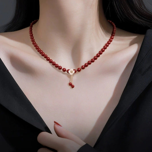 Cinnabar necklace--Buddhist mascot