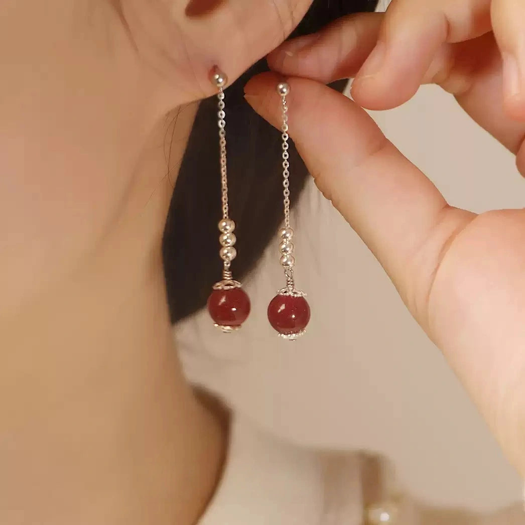 Cinnabar earrings--increase luck