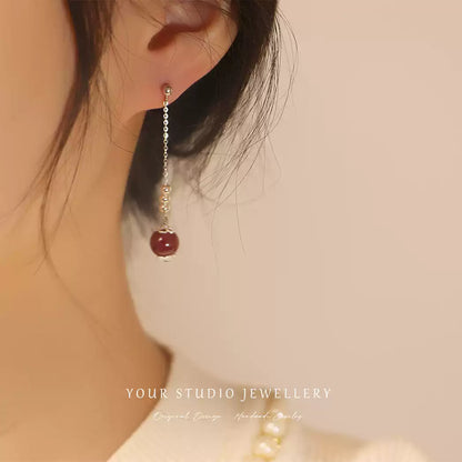 Cinnabar earrings--increase luck