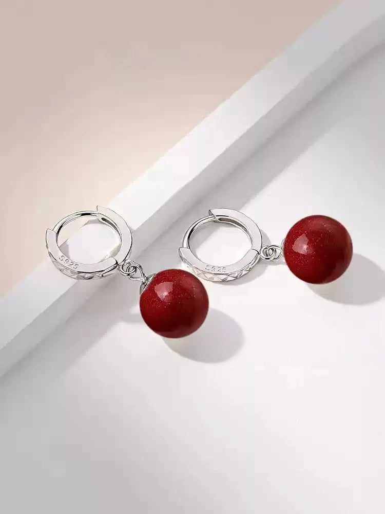 Cinnabar earrings--bless yourself and your friends with health and longevity