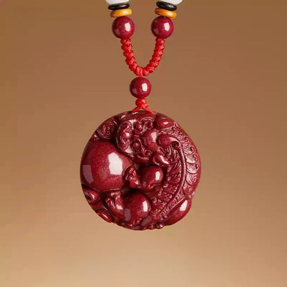 Cinnabar necklace--Buddhist mascot